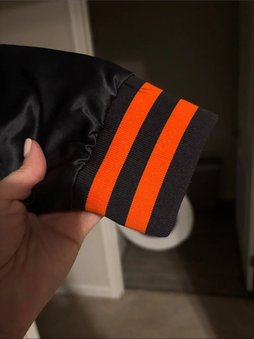 Men’s Variant COOKIES Black Satin Jacket with Orange Trim